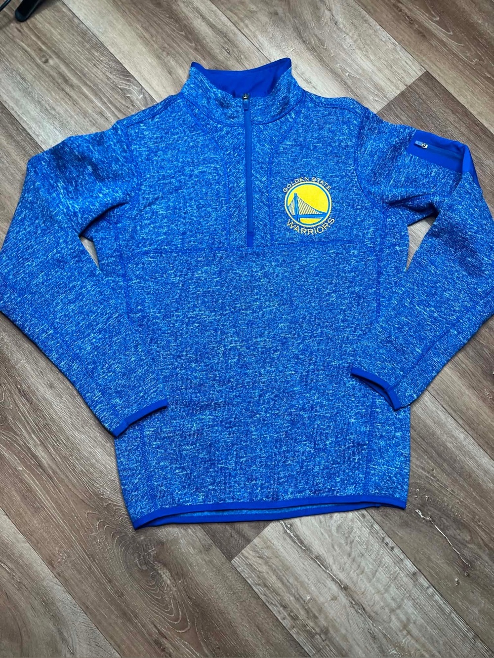 Blue Golden State Warriors 1/4 Zip Pull Over Sweater Mens S NBA Antigua